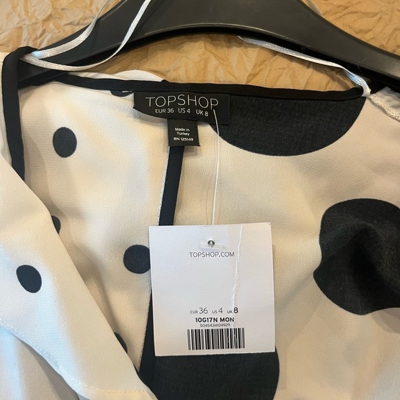 Topshop Mix Spot Ruched Midi Wrap Dress - Picture 6 of 8